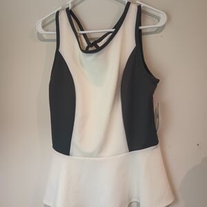 Top Peplum Bisou Bisou Couleur Crème, Sans Manches, Avec Broderies De Perles Et Joyaux - Taille M, Neuf Avec étiquettes